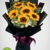 sunflower bouquet, black wrap sunflower bouquet, black wrap bouquet, bennies flowers, elegant bouquet, best seller