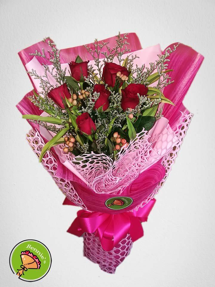 red roses, red rose bouquet, rose bouquet, local roses, bennies flowers