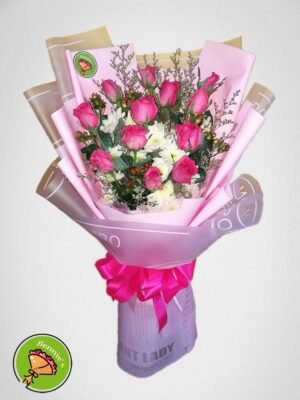 fuchsia pink roses, fuchsia pink rose bouquet, pink bouquet, pink roses, bouquet, rose bouquet, bennies flowers