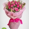 fuchsia pink rose, pink rose bouquet, rose bouquet, bennies flowers