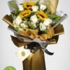 elegant bouquet, sunflower bouquet, sunflower and roses, rose bouquet, bennies flowers, sunflower arrangement