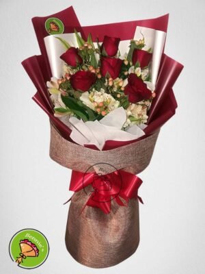 rose bouquet, red roses, elegant bouquet, rose arrangement, bennies flowers