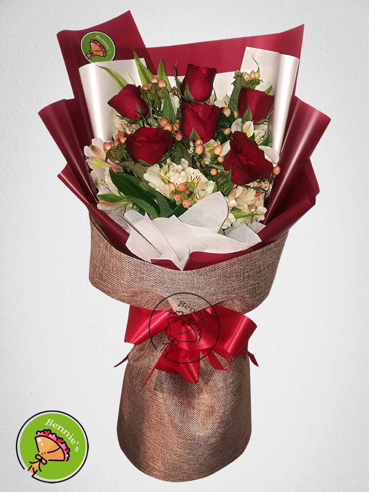 rose bouquet, red roses, elegant bouquet, rose arrangement, bennies flowers